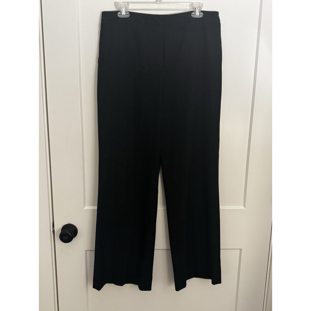 LOFT Dress Pants Womens Sz 14 Black Wide Leg Full Length Office Work Business - Picture 2 of 9